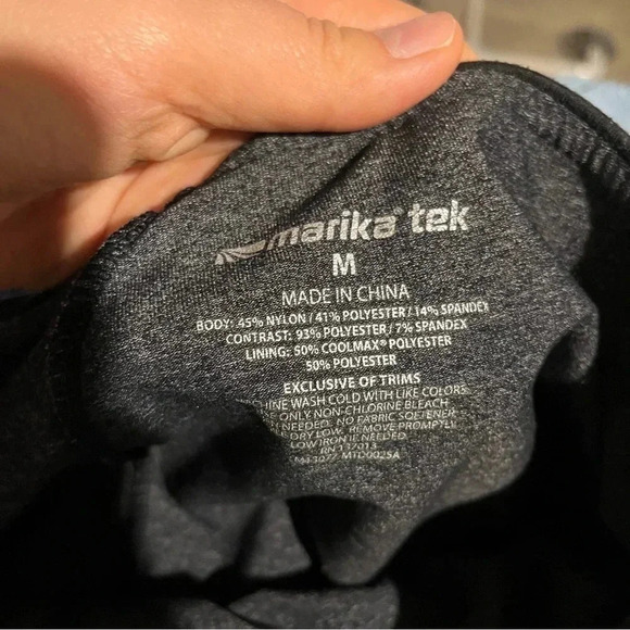 Marika Tek Skirted Leggings Womens M Black Grey Stretch Cropped Capri Active - Picture 5 of 8